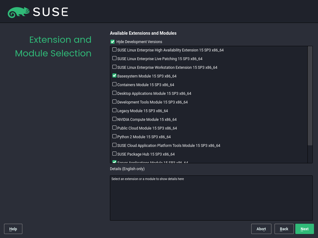 Extension and Module Selection Extension and Module Selection