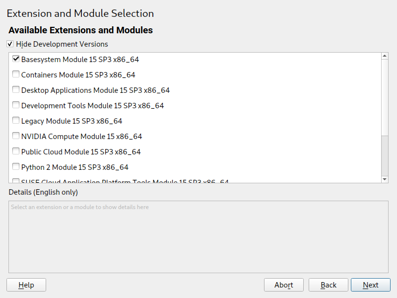 Installation of system extensions Installation of system extensions