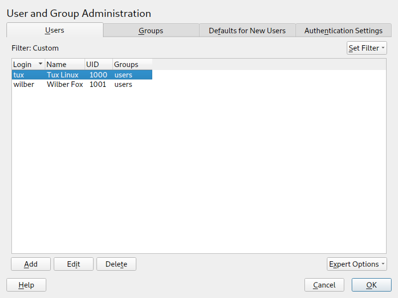 YaST user and group administration YaST user and group administration