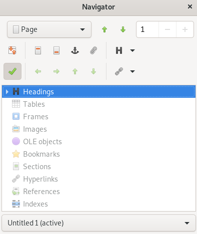 Navigator tool in Writer Navigator tool in Writer