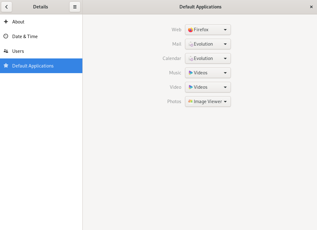 Default applications Default applications