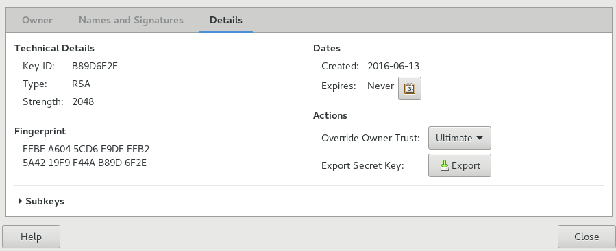Editing GPG key Editing GPG key