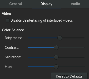 GNOME Videos display preferences GNOME Videos display preferences