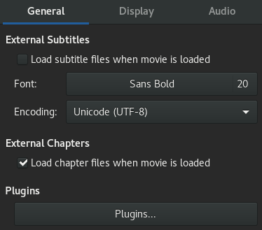GNOME Videos general preferences GNOME Videos general preferences