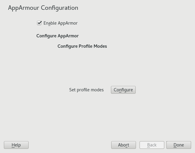 The AppArmor control panel The AppArmor control panel