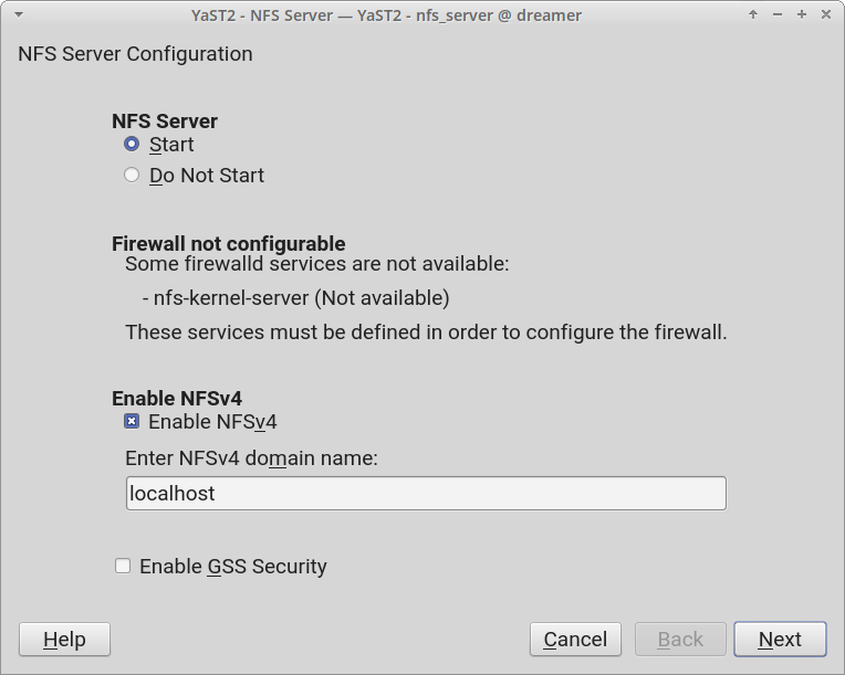 NFS server configuration tool NFS server configuration tool