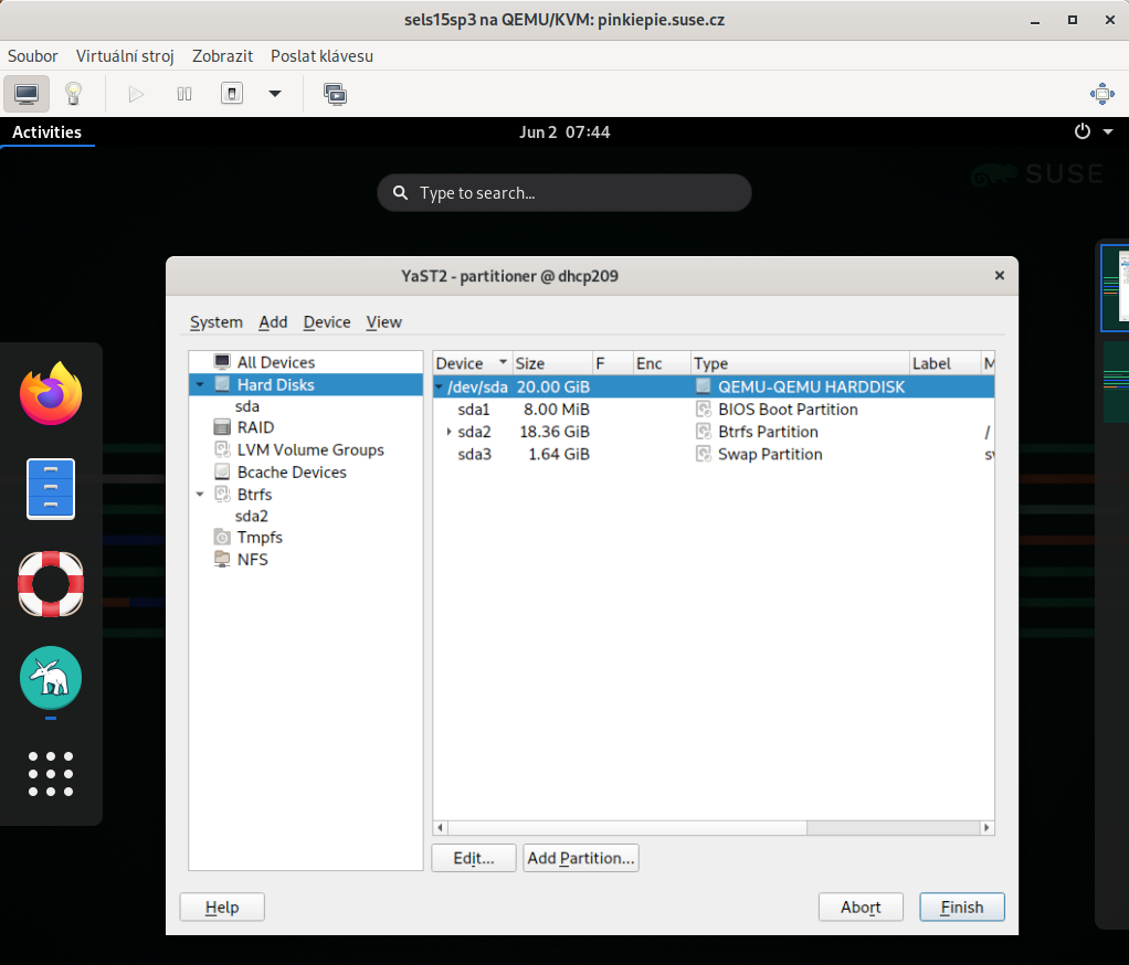 QEMU window with SLES as VM Guest QEMU window with SLES as VM Guest