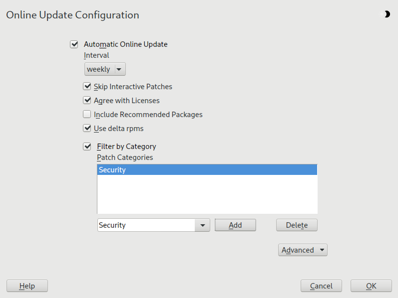 YaST online update configuration YaST online update configuration