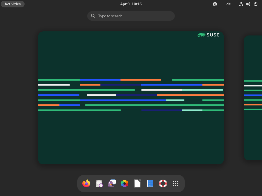GNOME desktop with activities overview GNOME desktop with activities overview