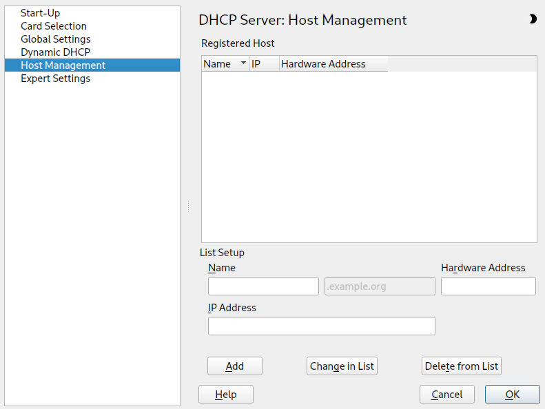 DHCP server: host management DHCP server: host management