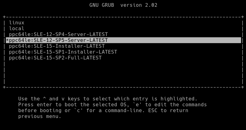 GRUB menu GRUB menu