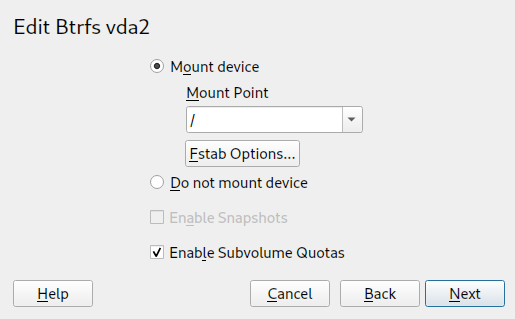 Enabling Btrfs quotas Enabling Btrfs quotas