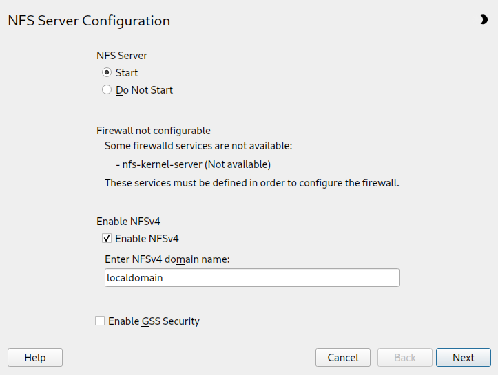 NFS server configuration tool NFS server configuration tool