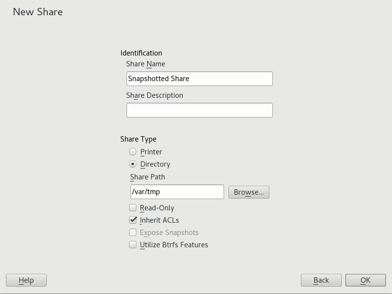 Adding a new Samba share Adding a new Samba share