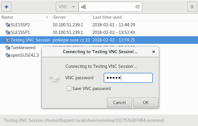 Authentication dialog in Remmina Authentication dialog in Remmina