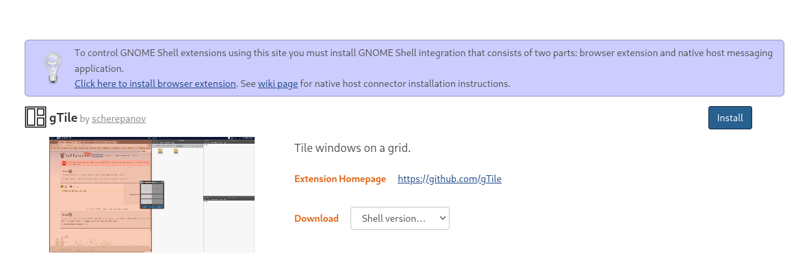Warning about a missing GNOME Shell extension Warning about a missing GNOME Shell extension