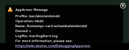 aa-notify Message in GNOME aa-notify Message in GNOME