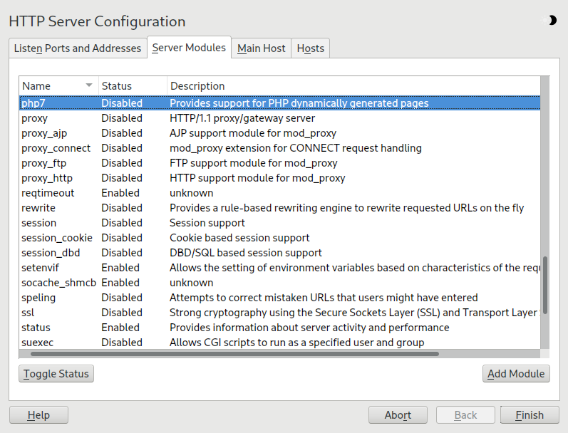 HTTP server configuration: server modules HTTP server configuration: server modules