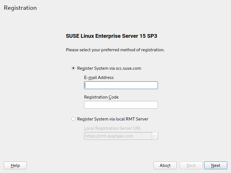 Registration dialog Registration dialog