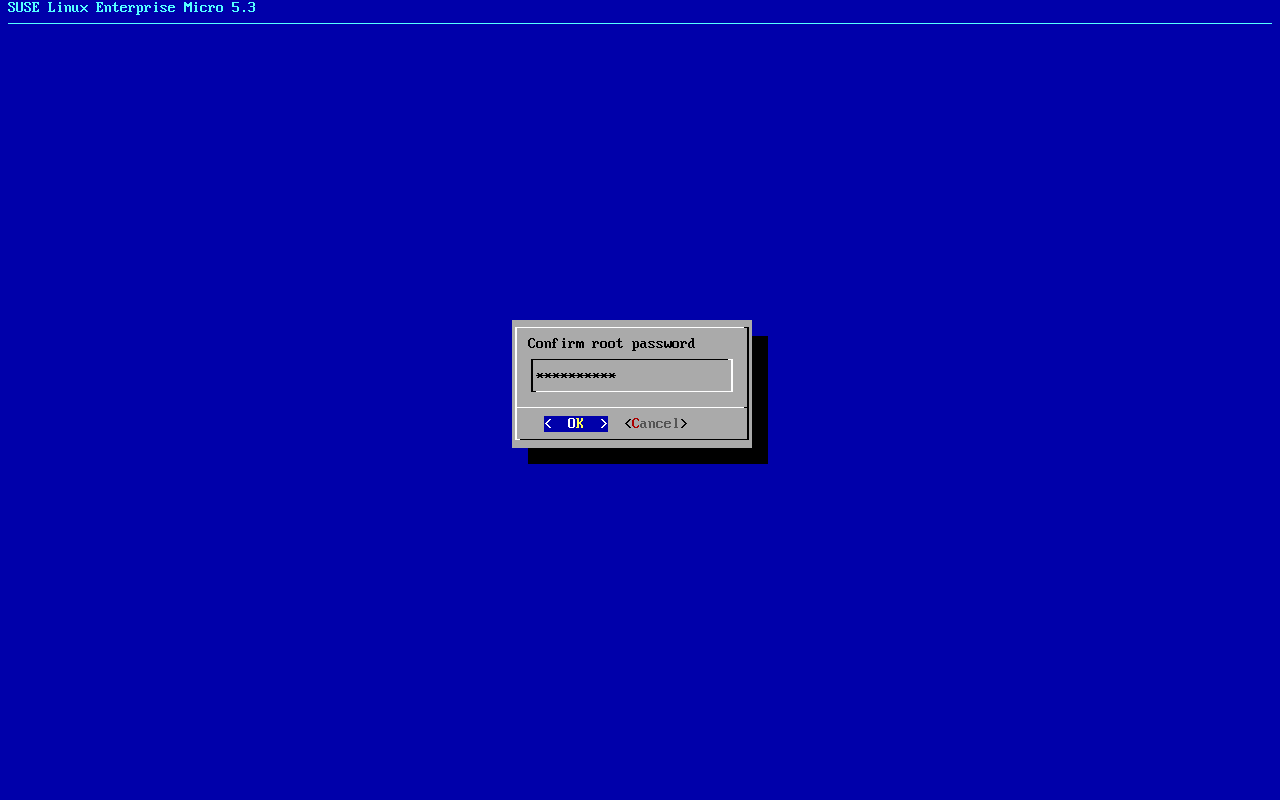 root password confirmation root password confirmation