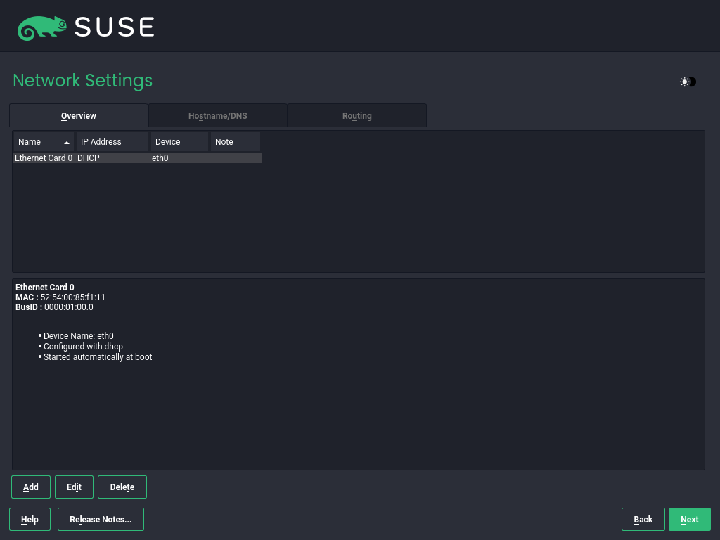 Network Settings Network Settings