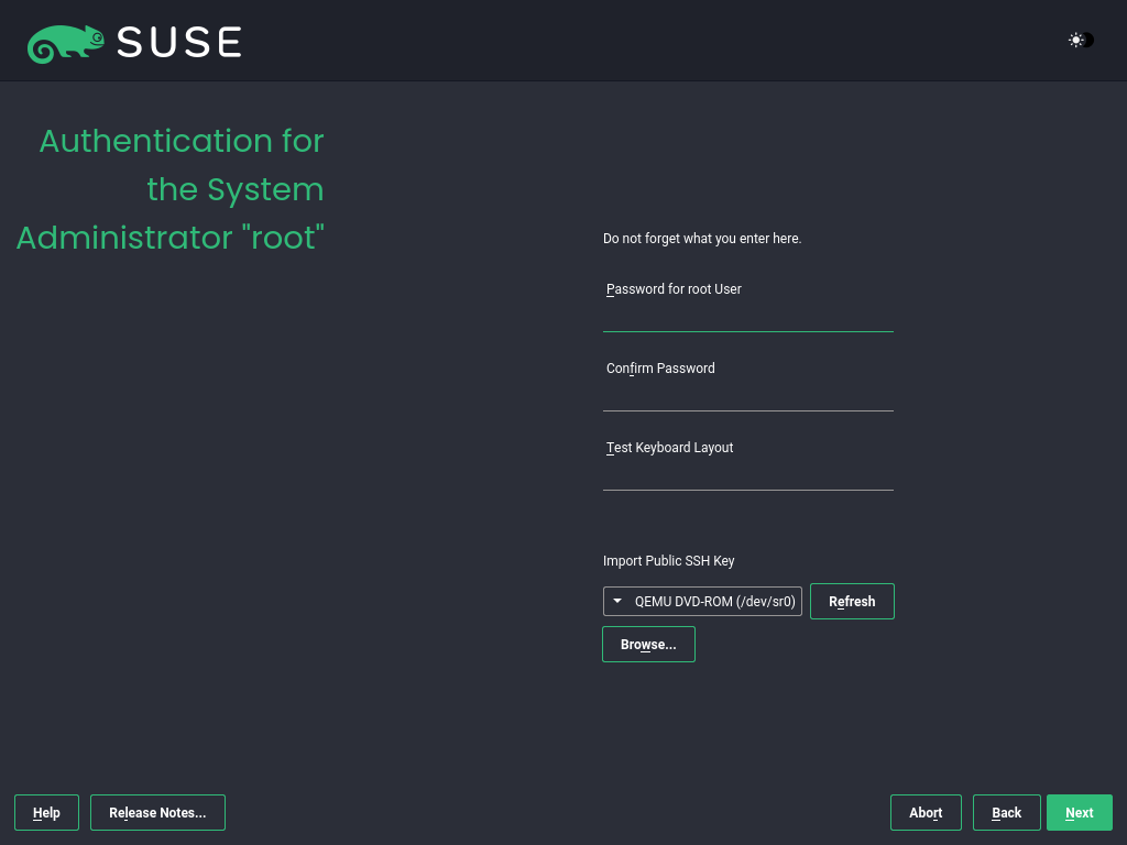 Authentication for the System Administrator root Authentication for the System Administrator root