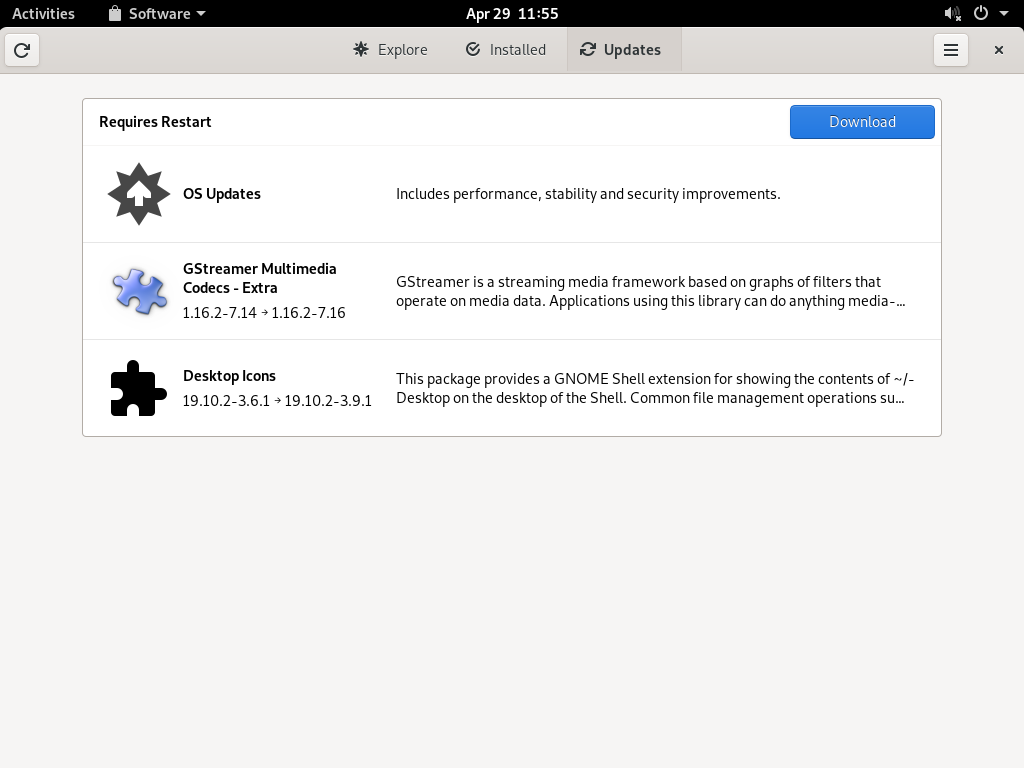 GNOME Software—Updates view GNOME Software—Updates view