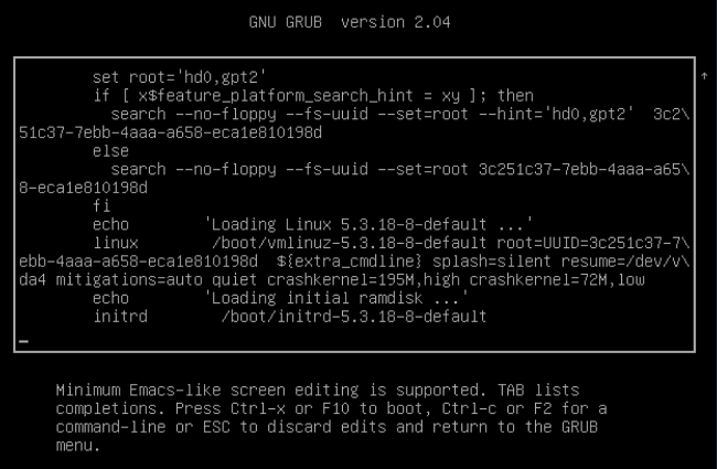 GRUB 2 boot editor GRUB 2 boot editor