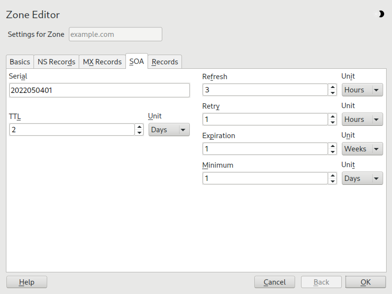 DNS server: Zone Editor (SOA) DNS server: Zone Editor (SOA)