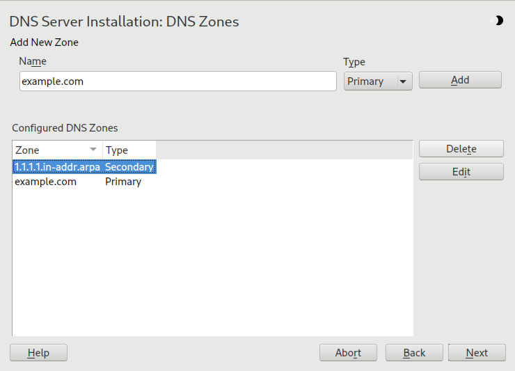 DNS server installation: DNS zones DNS server installation: DNS zones
