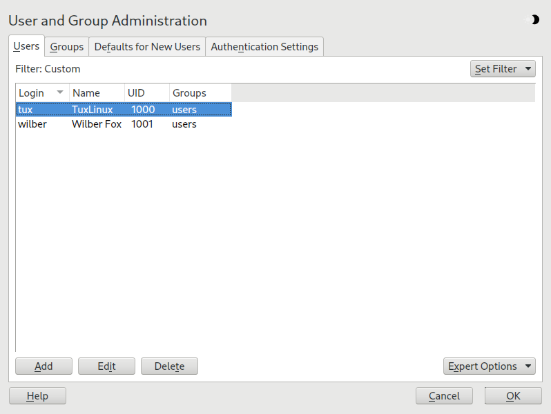 YaST user and group administration YaST user and group administration