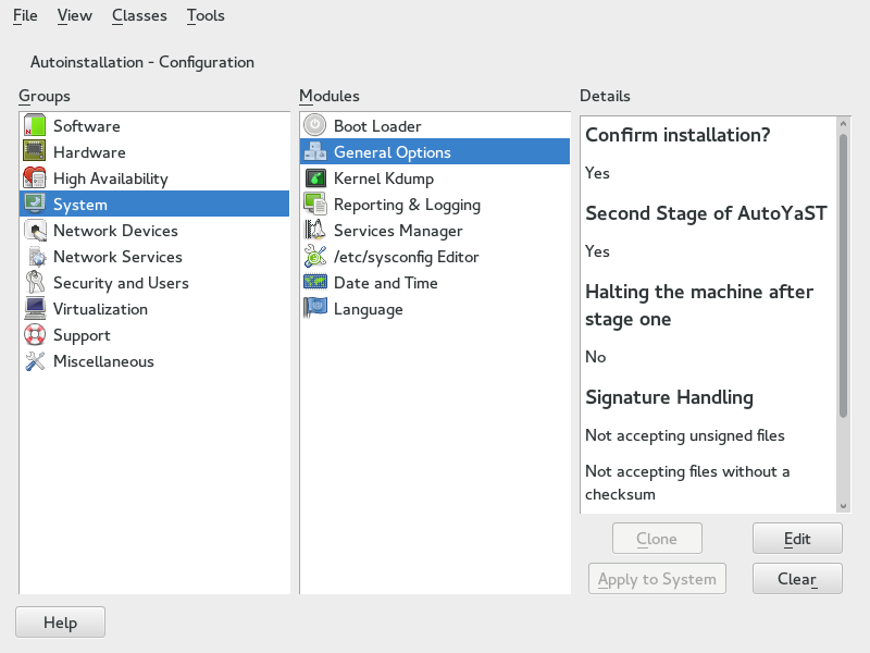 Configuration system Configuration system