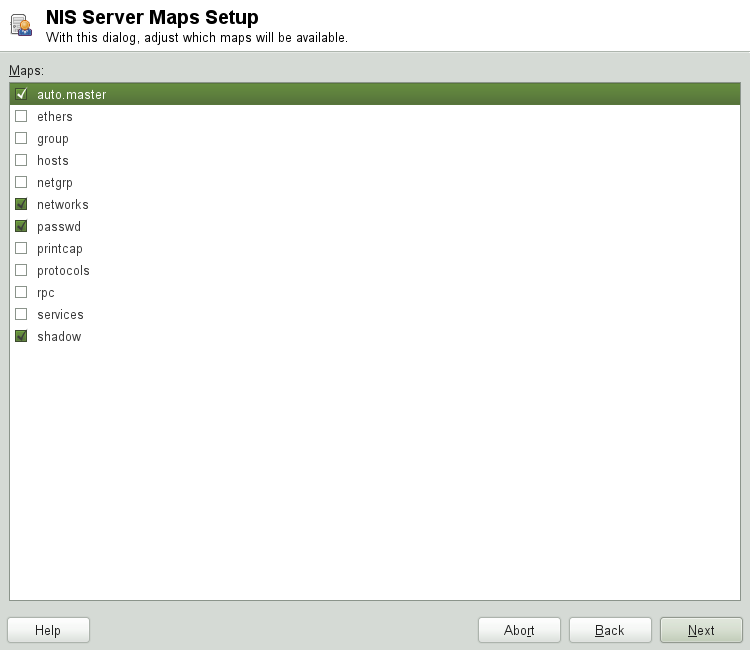 NIS server maps setup NIS server maps setup