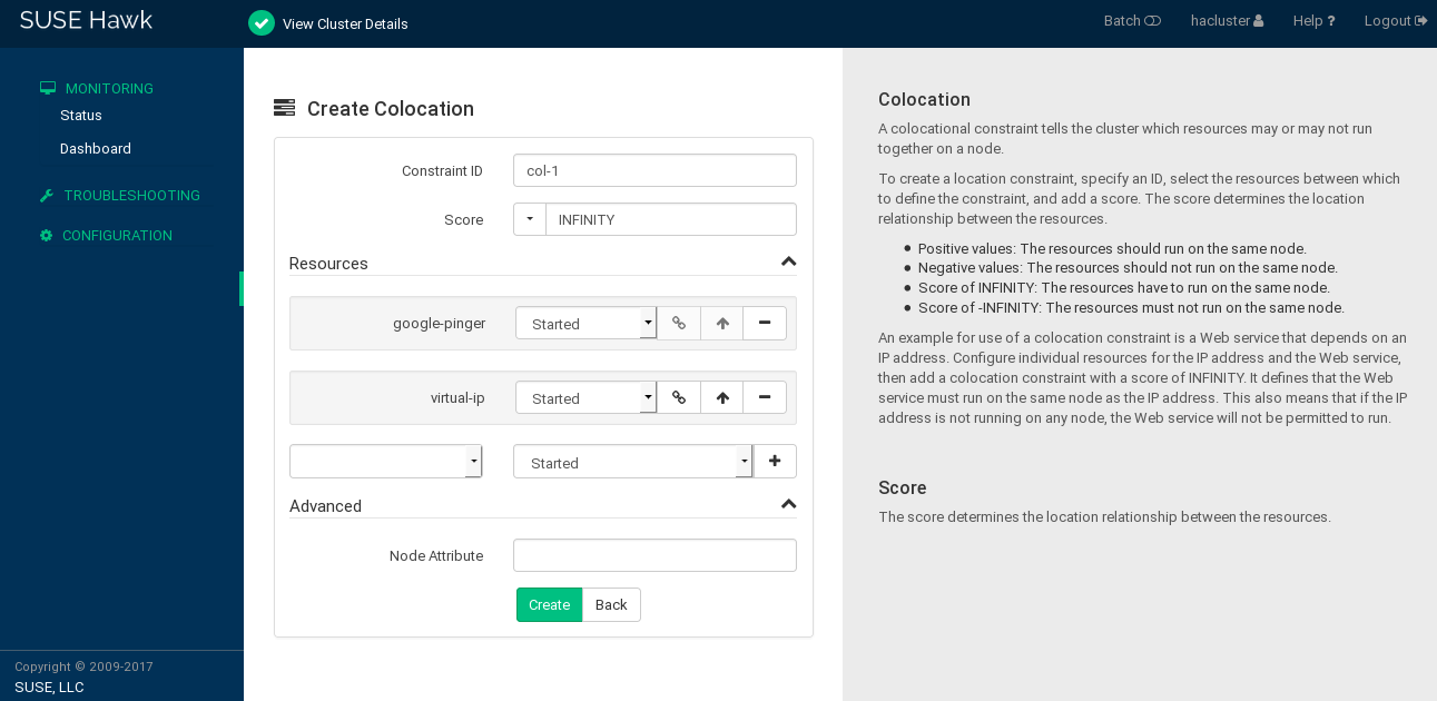 Hawk2—colocation constraint Hawk2—colocation constraint