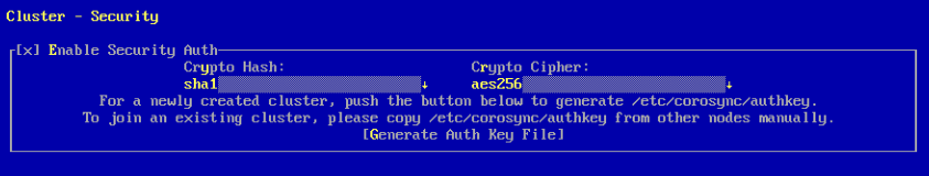 YaST Cluster—security YaST Cluster—security