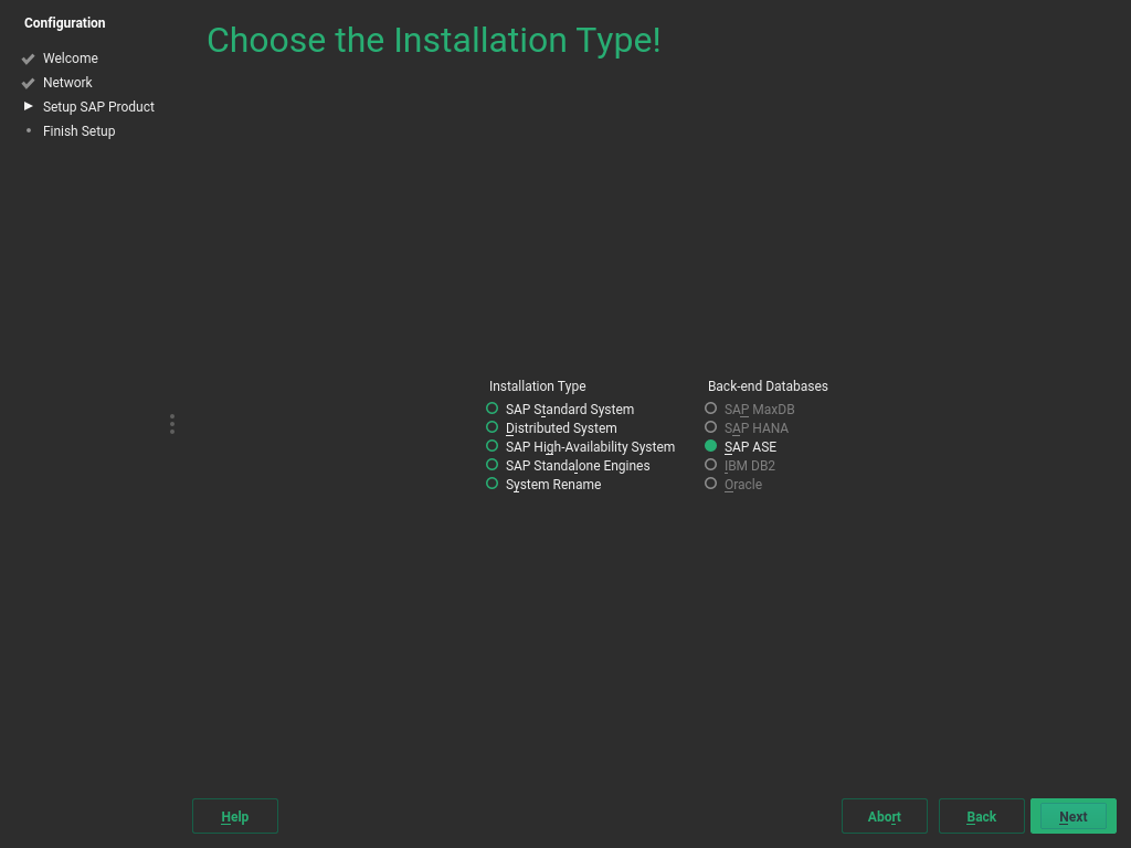 SAP Installation Wizard: Installation Type and Database SAP Installation Wizard: Installation Type and Database