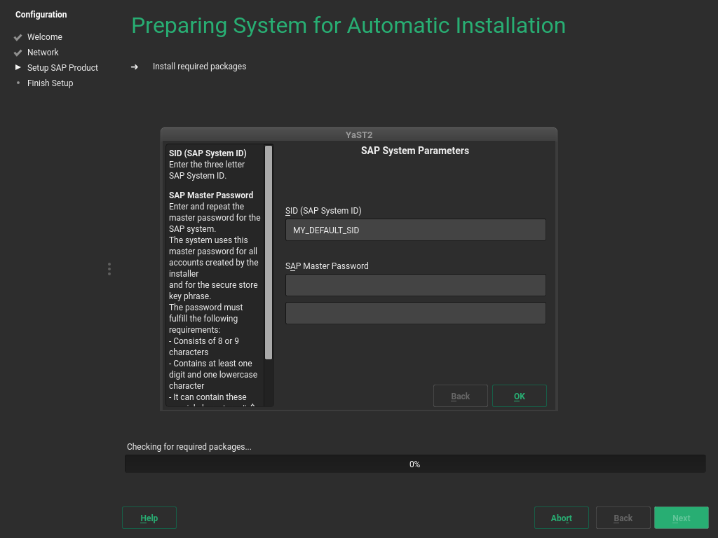 Dialog to configure product parameters Dialog to configure product parameters