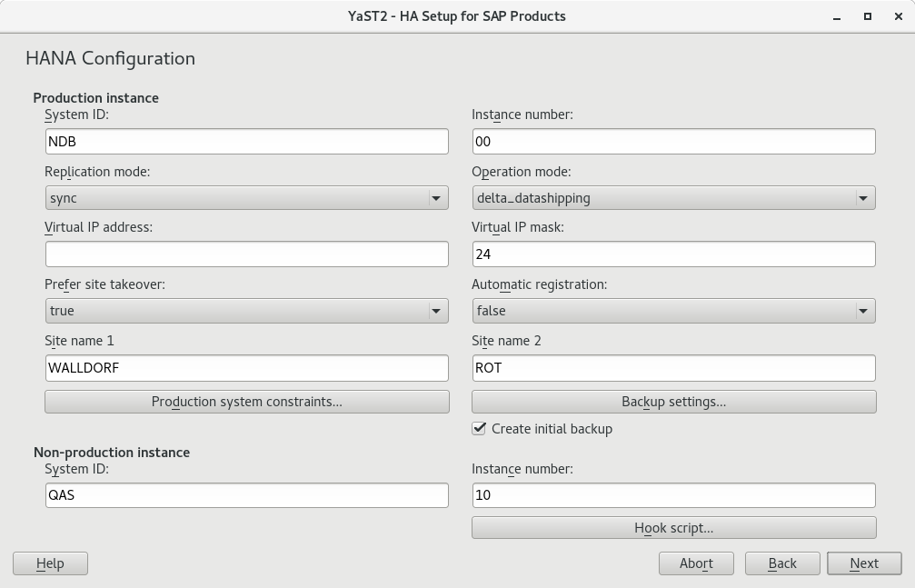 Screenshot of SAP HANA options (cost-optimized scenario) Screenshot of SAP HANA options (cost-optimized scenario)