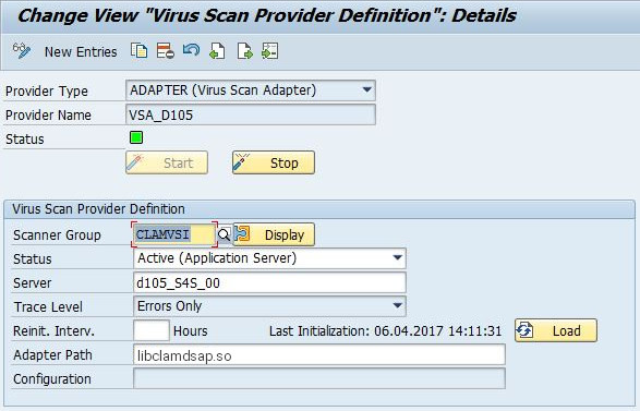 Change View Virus Scan Provider Definition Change View Virus Scan Provider Definition