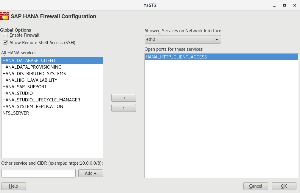 HANA-Firewall screenshot HANA-Firewall screenshot