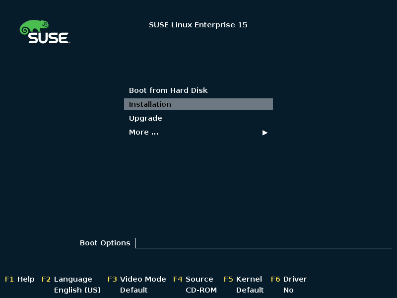 Installation media boot menu Installation media boot menu